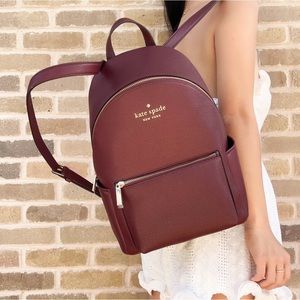 Kate Spade Pebbled Leather Medium Dome Backpack Cherrywood Burgundy
